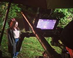 The lady loves to get captured by the camera and enjoys acting for the clips.